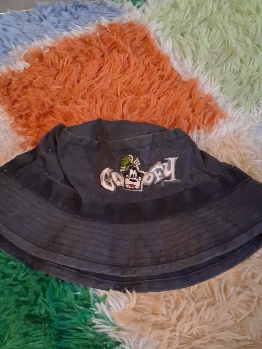Disney's Black Goofy Embroidered Bucket Hat